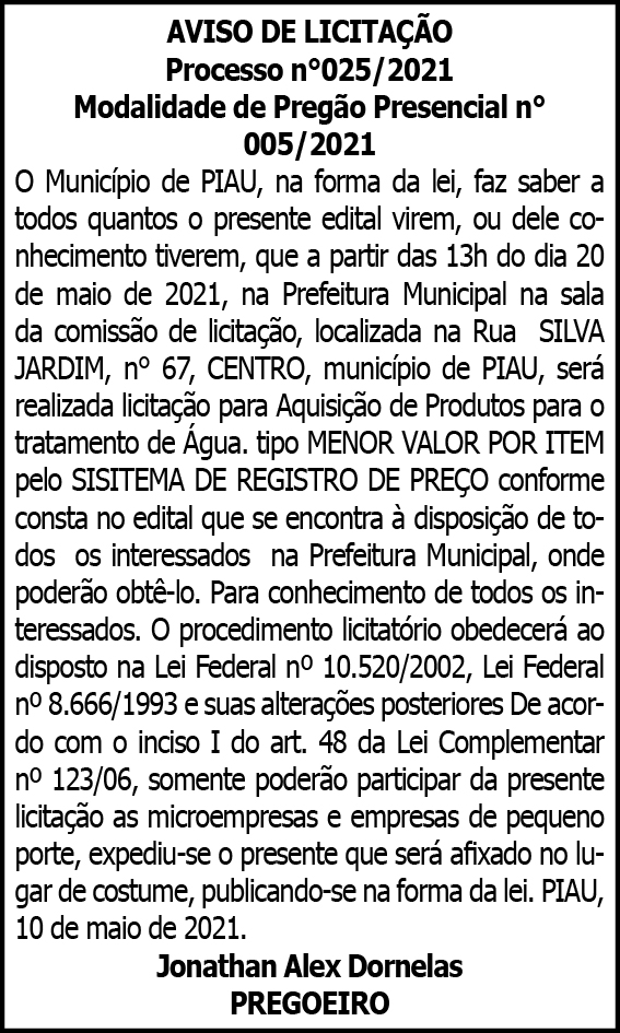 Aviso de Licitação 4 1 PIAU 025