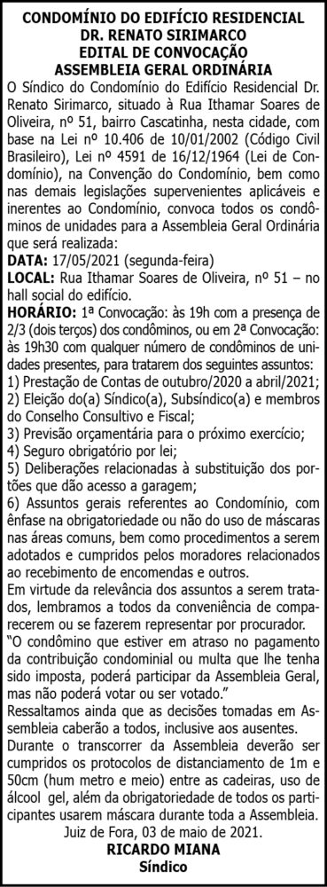 Assembleia Geral Extraordinária 4 1 RENATO SIRIMARCO