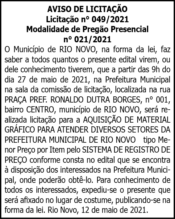 Município de Rio Novo 4 1 RIO NOVO 049