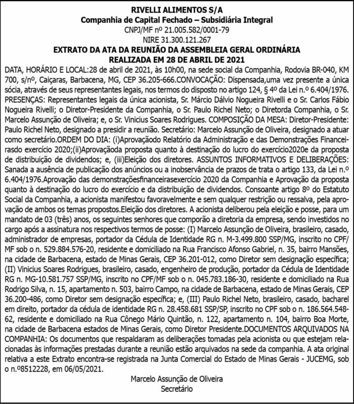 Rivelli Alimentos S/A 4 1 RIVELLI