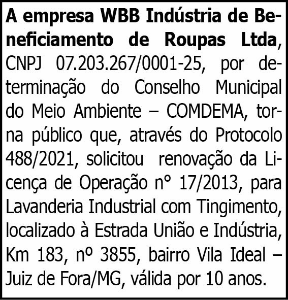 Empresa WBB Indústria de Beneficiamento de Roupas Ltda. 4 1 ROUPAS