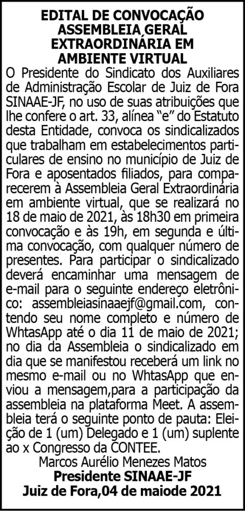 SINAAE-JF - Assembleia Geral Extraordinária 4 1 SINAEJF