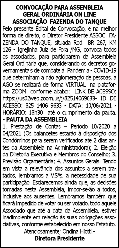 Convocação para Assembleia Geral 4 1 TANQUE