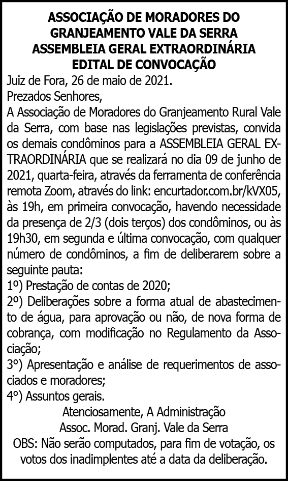Associação de Moradores do Granjeamento Vale da Serra 4 1 VALE DA SERRA