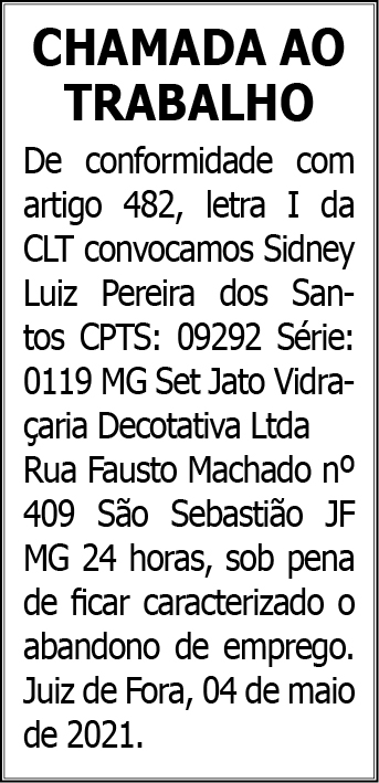 Chamada ao Trabalho 4 COM SIDNEY
