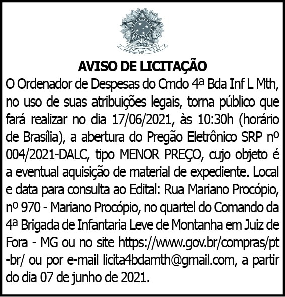 Aviso de Licitação 4 1 4BDA 004