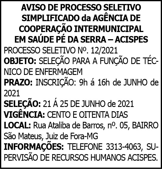Acispes - Aviso de Processo Seletivo 4 1 ACISPES 12