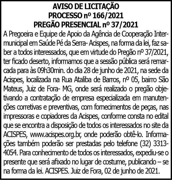 Aviso de Licitação - Acispes 4 1 ACISPES 166