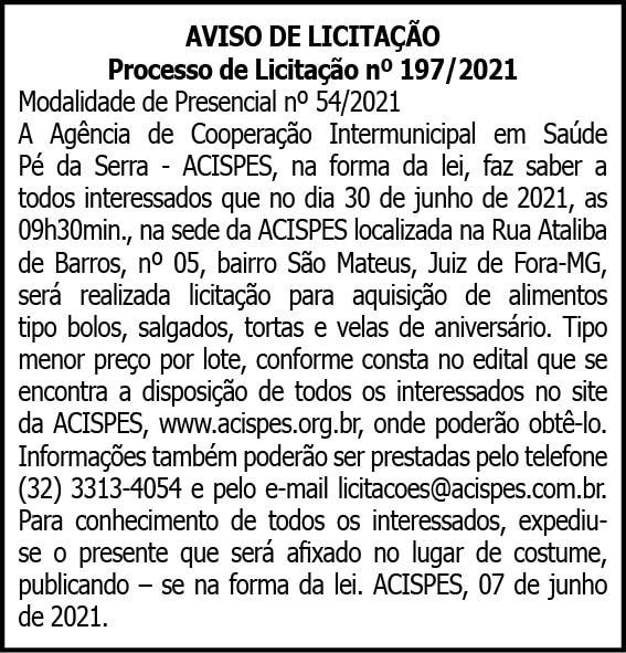 Acispes - Aviso de Licitação 4 1 ACISPES 197