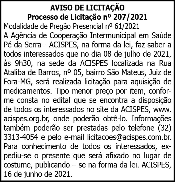 Processo de Licitação N207-2021 4 1 ACISPES 207