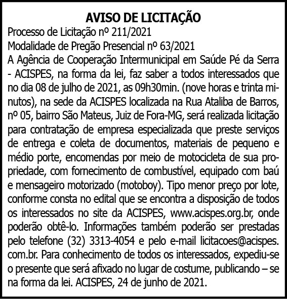 Acispes - Aviso de Licitação 4 1 ACISPES 211