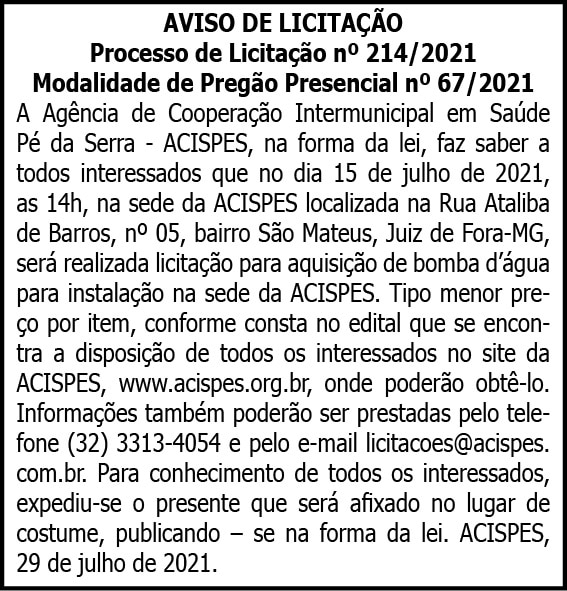 Acispes - Aviso de Licitação 4 1 ACISPES 214