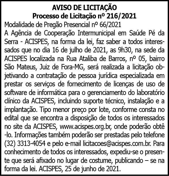 Aviso de Licitação 4 1 ACISPES 216