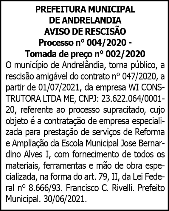 Prefeitura Municipal de Andrelândia 4 1 ANDRELANDIA 004