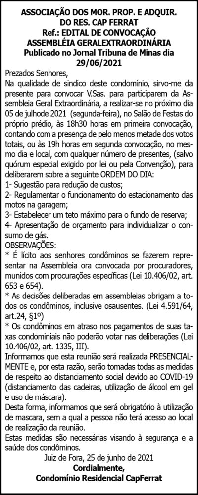 Edital de Convocação - Assembleia 4 1 CAPITAO FERRAT