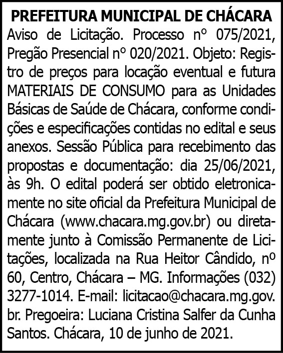 Prefeitura Municipal de Chácara 4 1 CHACARA 075 1