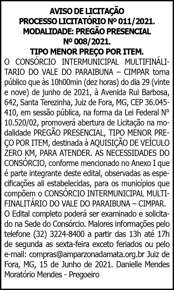 Aviso de Licitação 4 1 CIMPAR 011