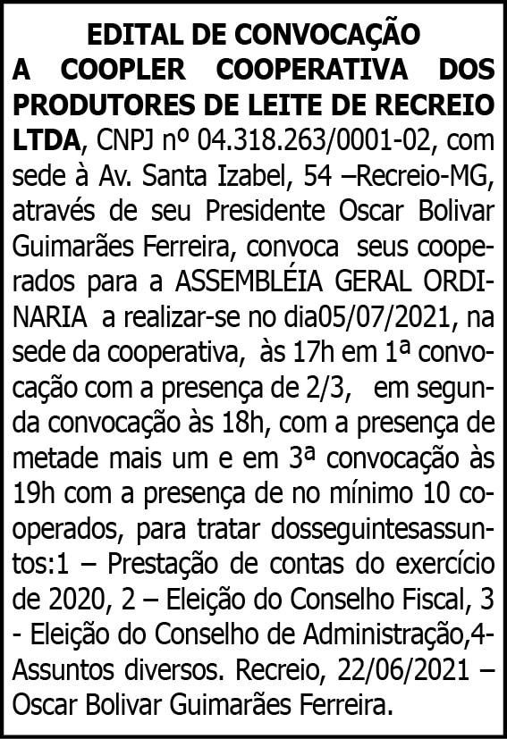 Edital de Convocação Coopler 4 1 COOPLER