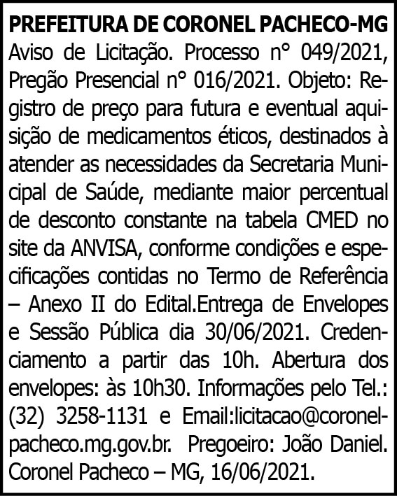 Prefeitura de Coronel Pacheco 4 1 CORONEL 049