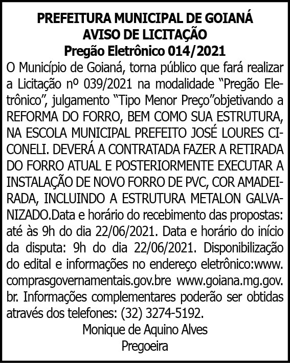 Prefeitura Municipal de Goianá 4 1 GOIANA 014