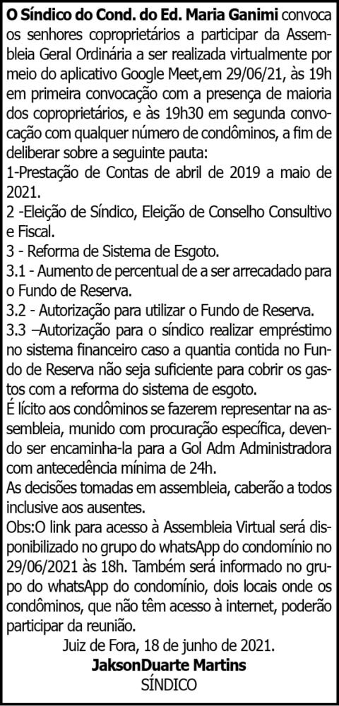 Síndico do Cond. do Ed. Maria Ganimi 4 1 GOLD