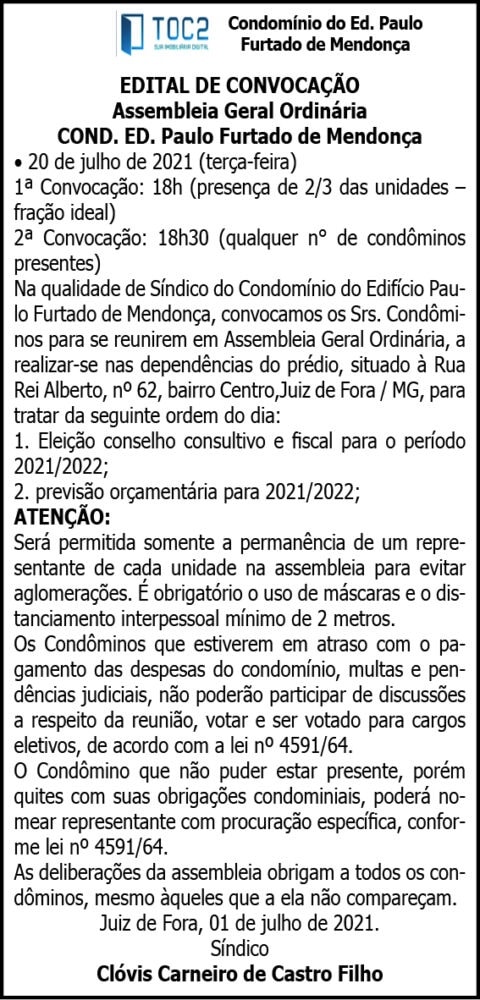 Condomínio Ed. Paulo Furtado de Mendonça 4 1 MENDONCA