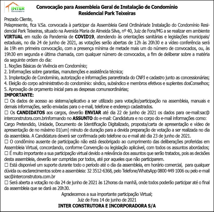 Condomínio Residencial Park Teixeiras 4 1 PARK TEIXEIRAS