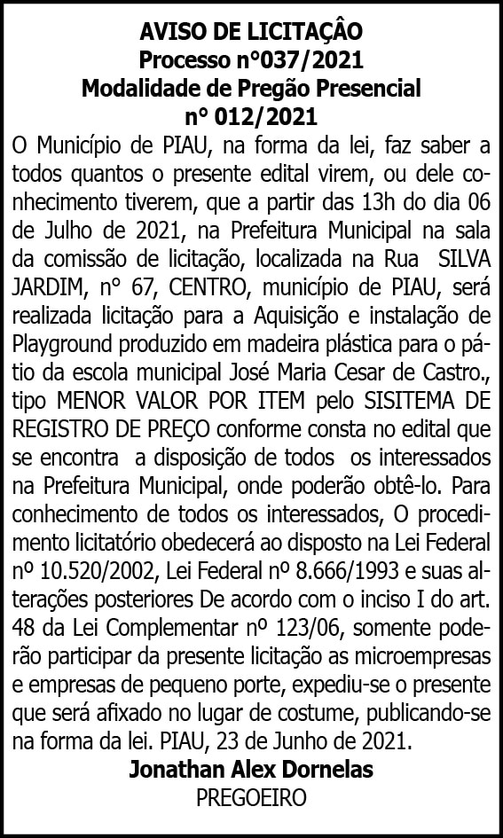 Aviso de Licitação 4 1 PIAU 037