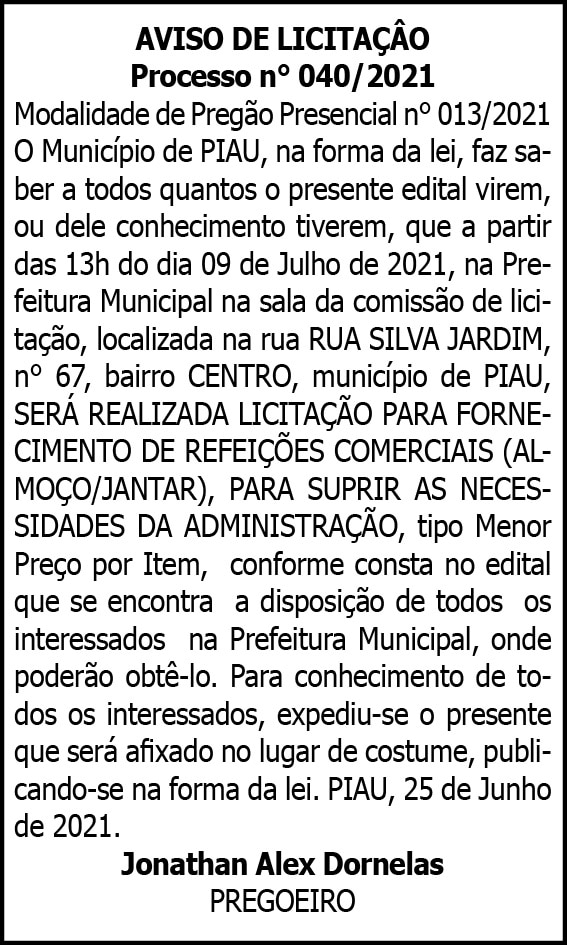 Aviso de Licitação 4 1 PIAU 040