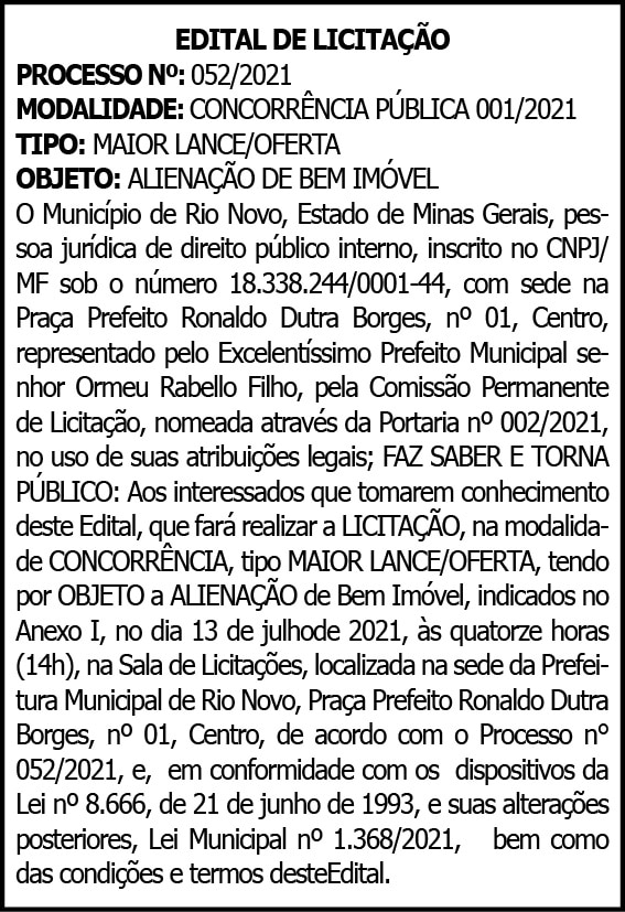 Edital de Licitação 4 1 RIO NOVO 052