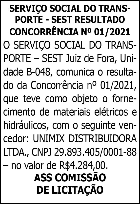 Serviço Social do Transporte - Concorrência Nº 01/2021 4 1 SEST 1