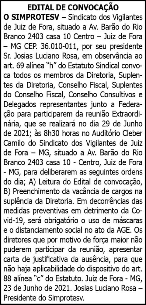 Simprotesv - Edital de Convocação 4 1 SIMPROSTESV