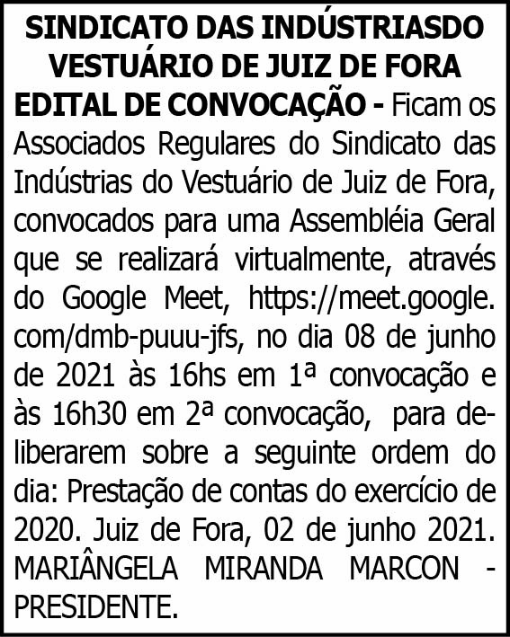 Sindicato das Indústrias do Vestuário de Juiz de Fora 4 1 VESTUARIO
