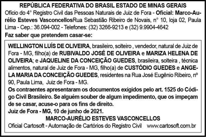República Federativa do Brasil Estado de Minas Gerais 4 AVISO WELLINGTON