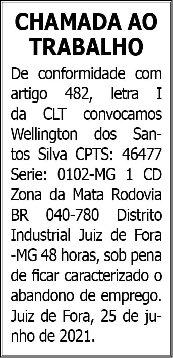 Chamada ao Trabalho 4 COM WEELINGTON