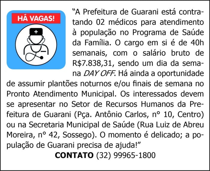 Prefeitura de Guarani - Contratação Médico 4 EMP GIARANI