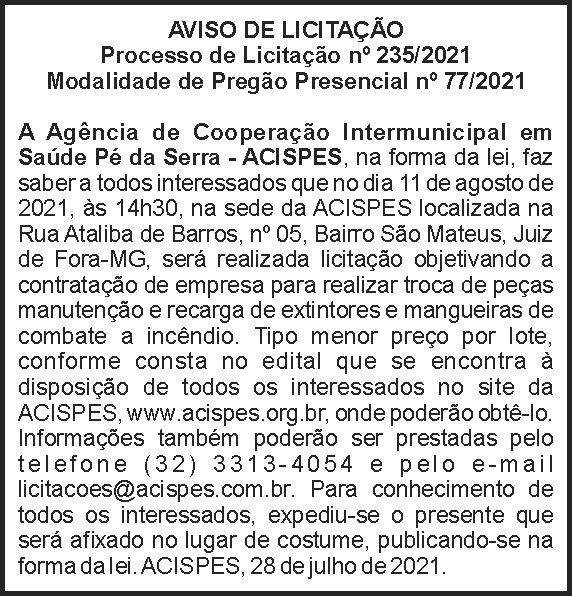 Acispes - Aviso de Licitação 2 4 1 ACISPES 235