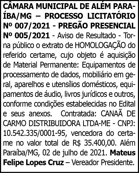 Câmara Municipal de Além Paraíba 4 1 ALEM PARAIBA 007