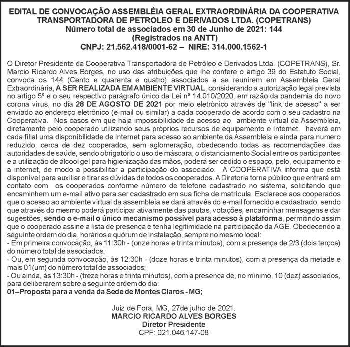 Edital de Convocação 4 1 COPETRANS AGE