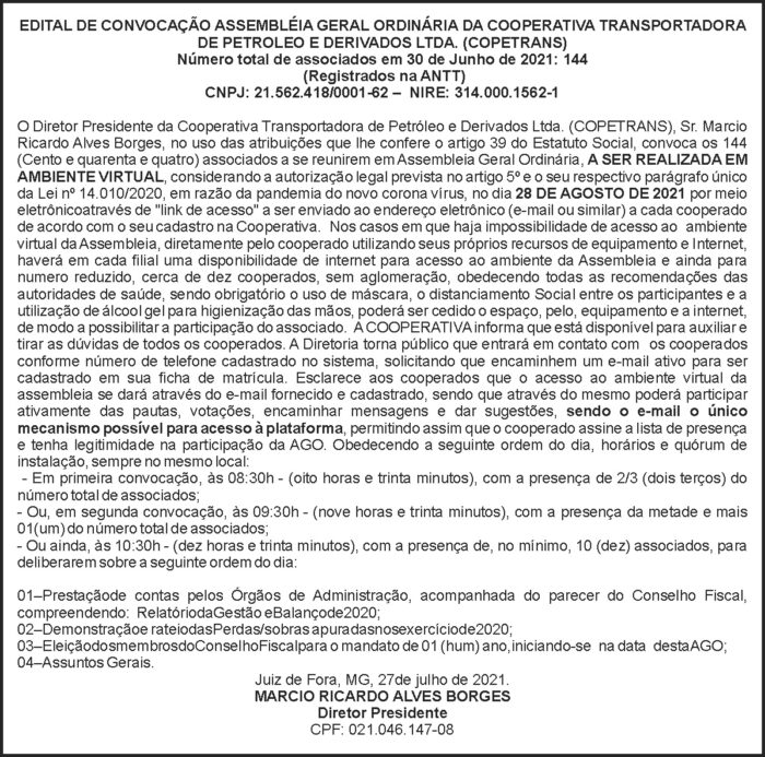 Edital de Convocação - Copetrans 4 1 COPETRANS AGO