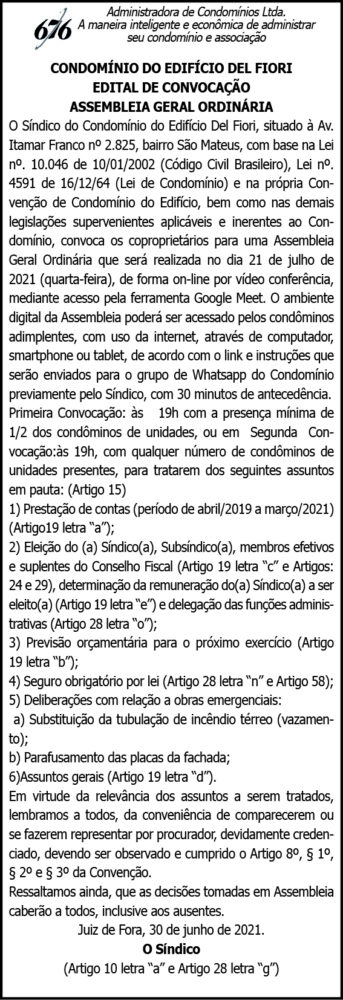 Condomínio do Ed. Del Fiori - Edital de Convocação 4 1 DEL FIORI