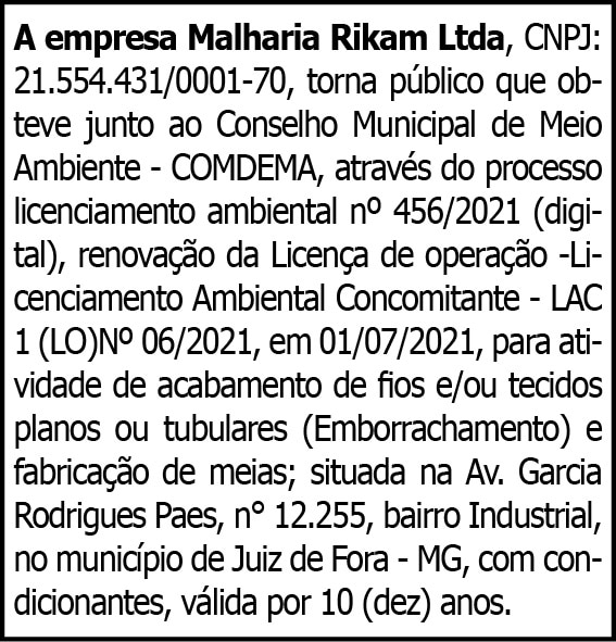 Empresa Malharia Rikam Ltda. 4 1 RIKAM