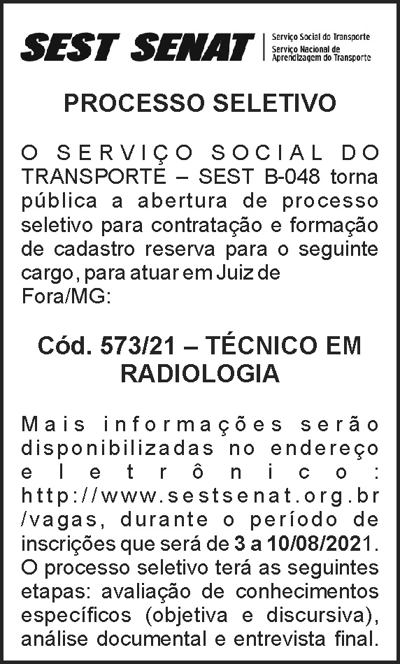 SEST SENAI - Processo Seletivo 4 1 SEST 1