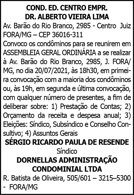 Cond. Ed. Centro Empr. Dr. Alberto Vieira Lima 4 1 VIEIRA