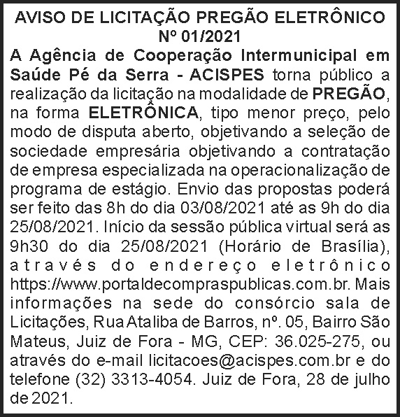 Acispes - Licitação Nº01/2021 4 1 ACISPES 01