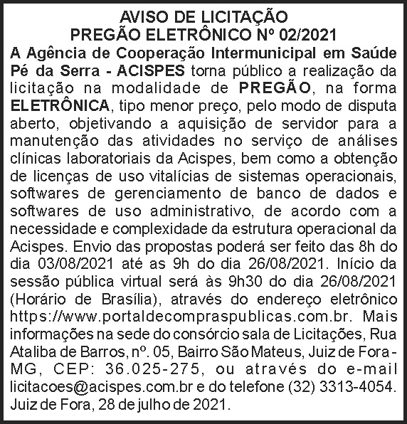 Acispes - Licitação Nº 02/2021 4 1 ACISPES 02