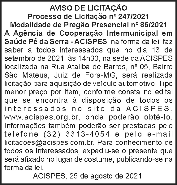 Acispes - Licitação Nº 247 4 1 ACISPES 247