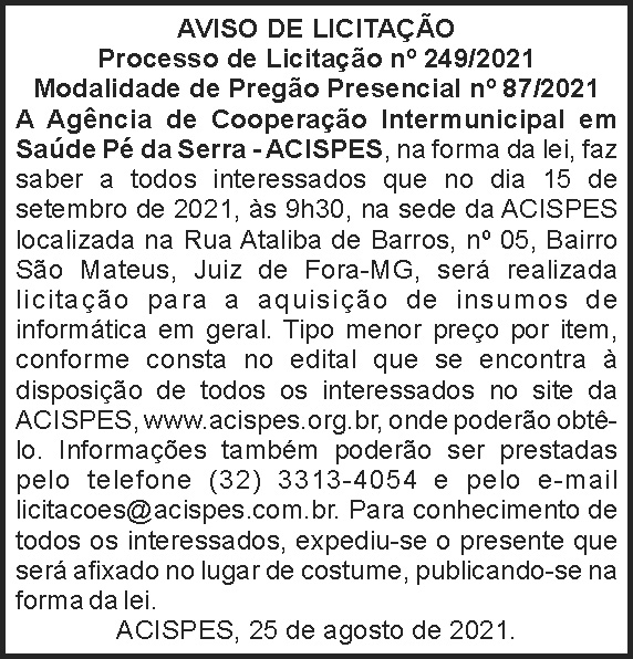 Acispes - Aviso de Licitação 4 1 ACISPES 249