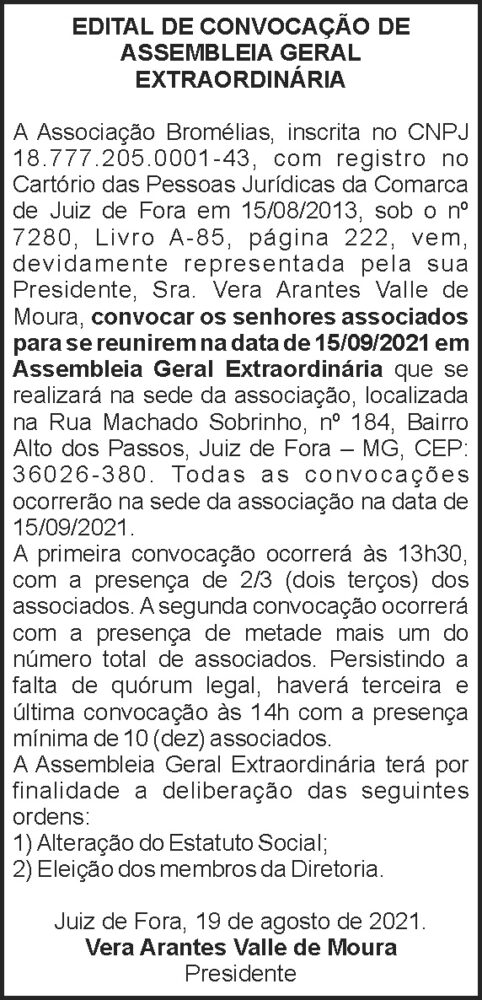 Assembléia Geral Extraordinária - Bromélias 4 1 BROMELIAS