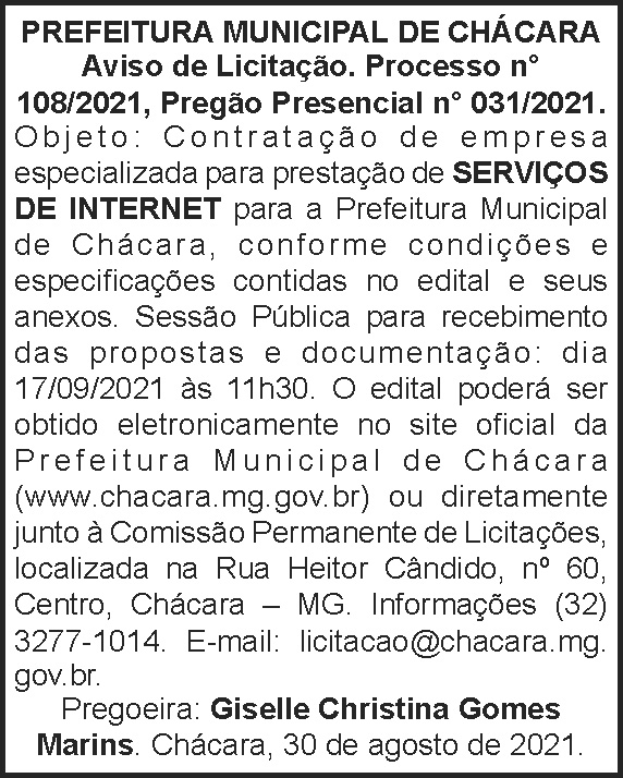 Prefeitura Municipal de Chácara - Processo Nº 108 4 1 CHACARA 108